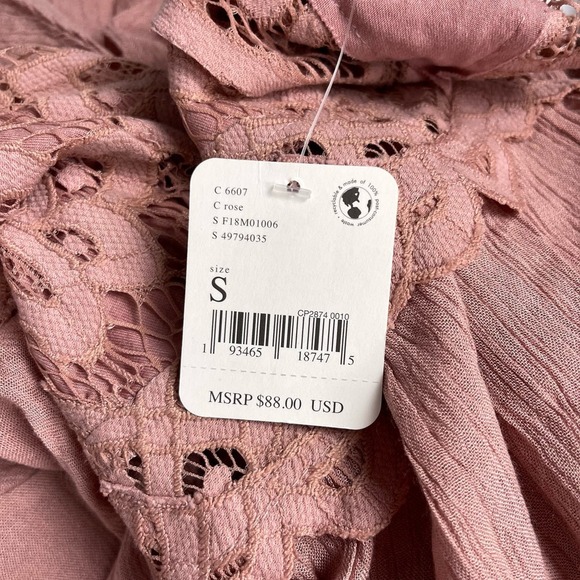 SOLD NWT Free People Adella Mini Slip Dress Tiered Lace Ruffled Rose Boho Small - Picture 8 of 10